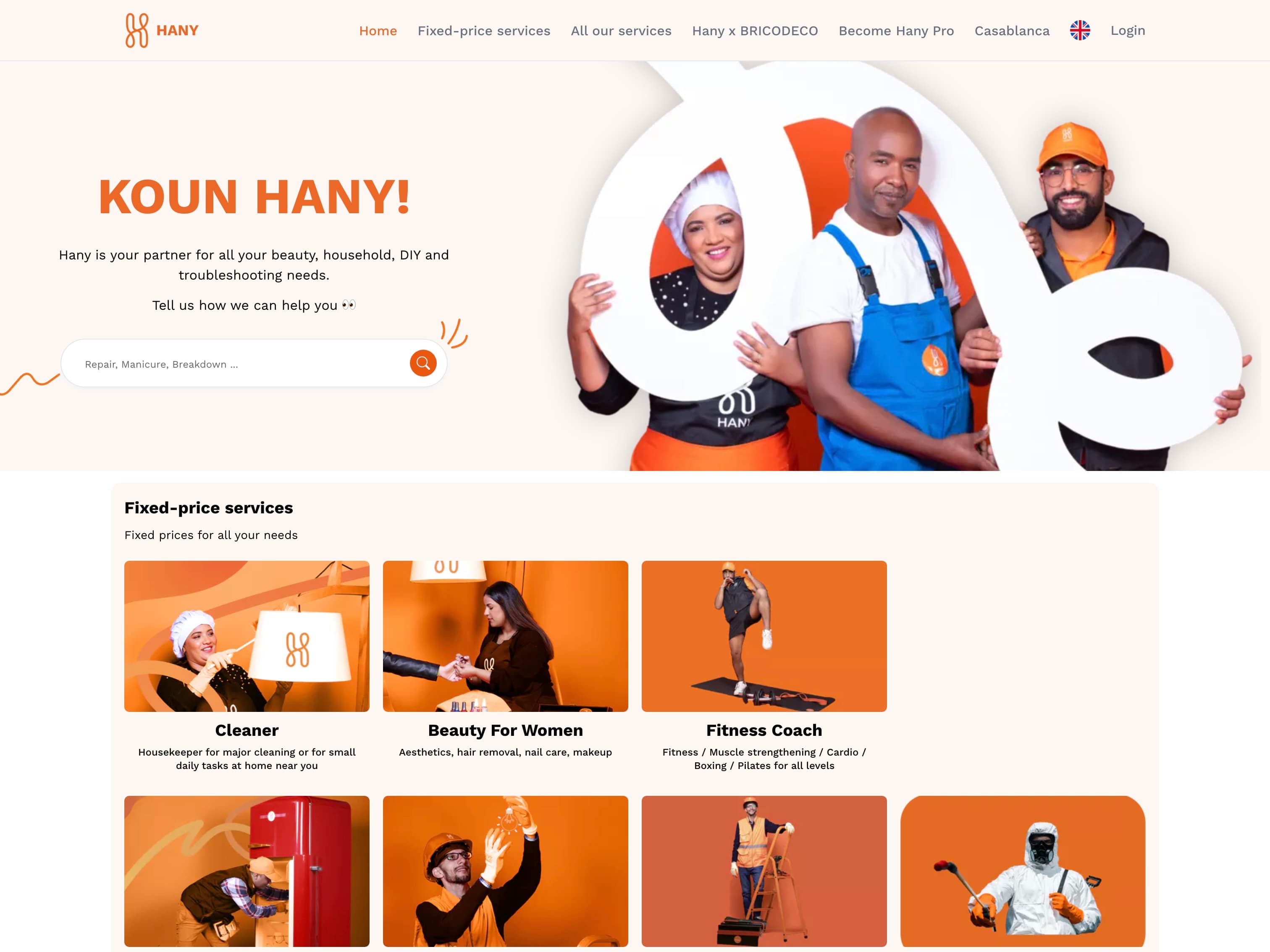 Hany Web App - Home Page